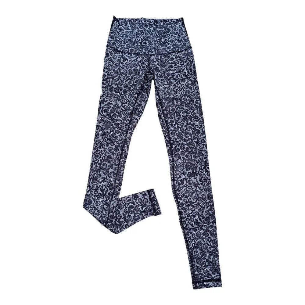 Lululemon Women's Wunder Under Hi-Rise Full-On Leggings Lace Print Sz 6